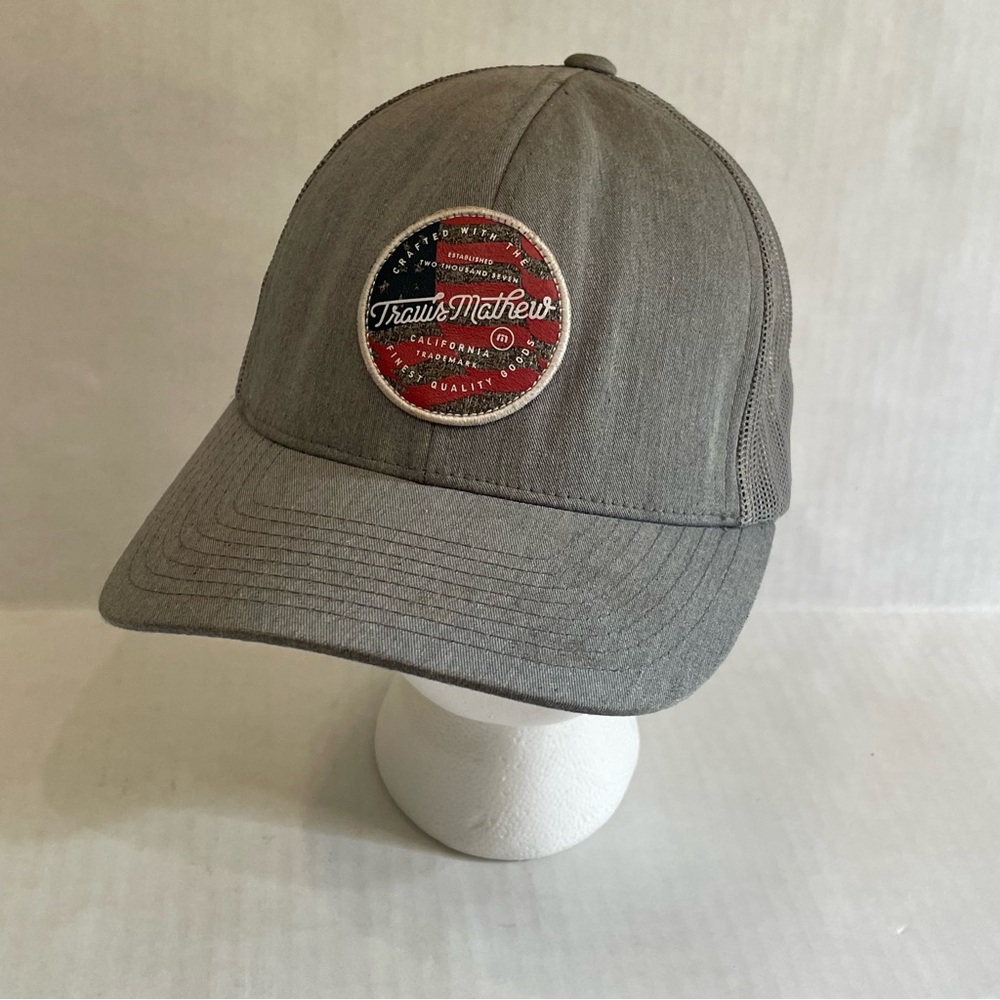 Travis Mathew Grey Mesh Adjustable Snapback Trucker Hat Cap Men’s